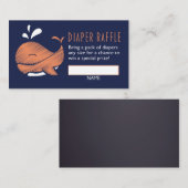 Gender Neutral Whale Diaper Raffle Ticket Informatiekaartje (Voorkant / Achterkant)