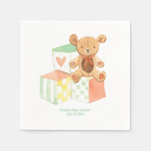Gender Neutrale Baby Blokken en Teddy Bear Shower