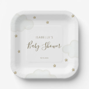 Gender Neutrale Wolken en Sterren Papieren Bordje