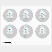 Gender Onthul Ik stem Blauw Polar Beer Kerst Ronde Sticker (Vel)