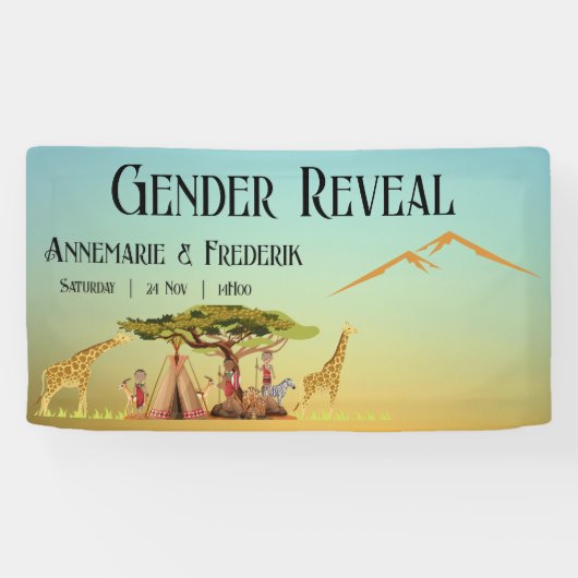 Gender onthullen Afrikaanse Safari Spandoek (Horizontaal)