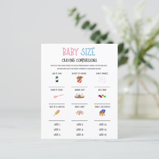 Gender onthullen Baby Grootte Craving Compare Game (Staand voorkant)