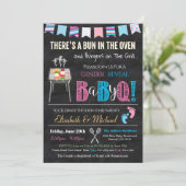 Gender onthullen Baby-Q BBQ Picnic Uitnodiging (Staand voorkant)