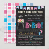 Gender onthullen Baby-Q BBQ Picnic Uitnodiging (Voorkant / Achterkant)