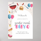 Gender onthullen Baby-Q (BBQ) Welkom Poster teken (Voorkant)