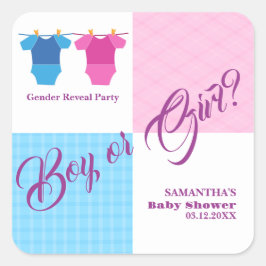 Gender onthullen Baby shower jongen of meisje? Mei Vierkante Sticker