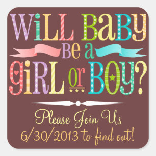 Gender onthullen Baby shower Party - aangepaste St Vierkante Sticker