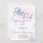 Gender Onthullen Blauw Roze Elegant Waterverf Part Kaart (Voorkant)