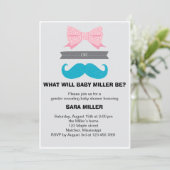 Gender onthullen Bows of Staches Baby shower Kaart (Staand voorkant)