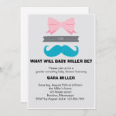 Gender onthullen Bows of Staches Baby shower Kaart (Voorkant / Achterkant)