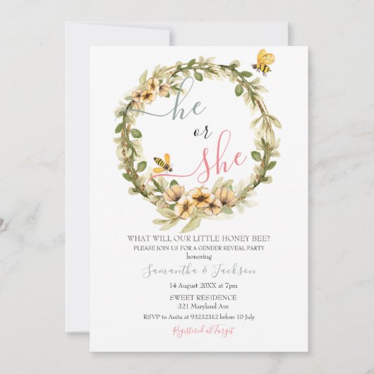 Gender onthullen Hij of zij is uitgenodigd Kaart (Voorkant)