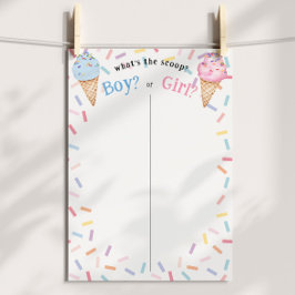 Gender Onthullen Ice Cream Whats the Scoop Stemmen Poster