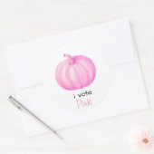 Gender Onthullen Ik stem Roze Pompoen Baby shower Ronde Sticker (Envelop)