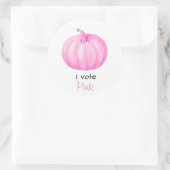 Gender Onthullen Ik stem Roze Pompoen Baby shower Ronde Sticker (Tas)