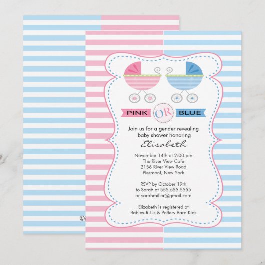 Gender onthullen Meisje of Jongen Baby shower Kaart (Voorkant / Achterkant)