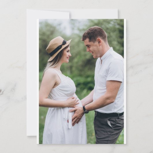 Gender onthullen minimalistisch neutraal Baby Save The Date (Achterkant)