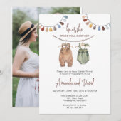 Gender onthullen minimalistisch neutraal Baby Save The Date (Voorkant / Achterkant)