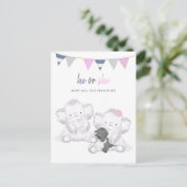 Gender Onthullen Modern Elephants Party Briefkaart (Staand voorkant)