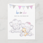 Gender Onthullen Modern Elephants Party Briefkaart (Voorkant)