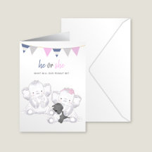 Gender Onthullen Modern Elephants Party Briefkaart