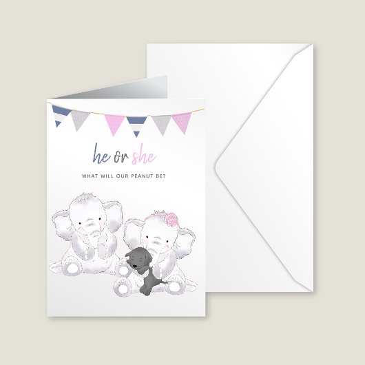 Gender Onthullen Modern Elephants Party Briefkaart