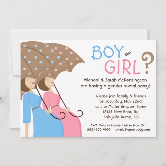 Gender onthullen partijuitnodigingen Blauw & Roze Kaart (Voorkant)