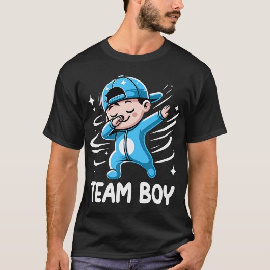 Gender onthullen Party Team Boy Baby Aankondiging T-shirt (Voorkant)