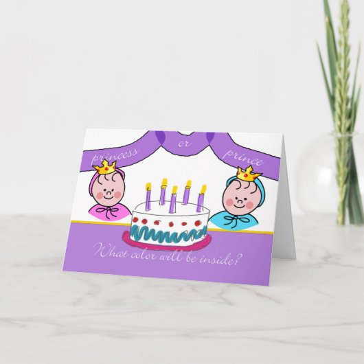 Gender onthullen Party uitnodiging, Royalty Kaart (Voorkant)