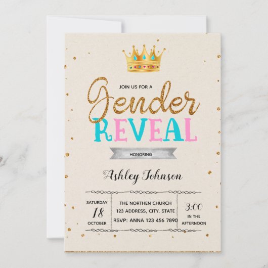 Gender onthullen prinses uitnodiging (Voorkant)