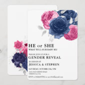 Gender onthullen Roze Blauwe Floral Flowers Kaart (Voorkant / Achterkant)