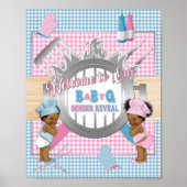 Gender onthullen Roze Blue Gingham Baby Q BBQ Post Poster (Voorkant)
