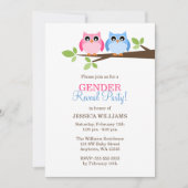 Gender onthullen Roze Blue Owls Branch Invitations Kaart (Voorkant)