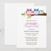 Gender onthullen Roze Blue Owls Branch Invitations Kaart (Voorkant / Achterkant)