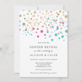 Gender onthullen Roze en Blauwe Confetti Uitnodigi Kaart (Voorkant)