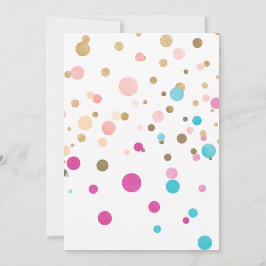 Gender onthullen Roze en Blauwe Confetti Uitnodigi Kaart (Achterkant)