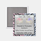 Gender onthullen Save The Date Bunnies & Dierenpri Magneet (Voorkant / Achterkant)
