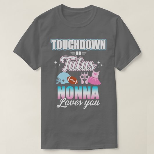 Gender onthullen touchdowns of tutus nonna matchin t-shirt (Design voorkant)