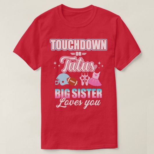 Gender onthullen touchdowns of tutus zus matching t-shirt (Design voorkant)