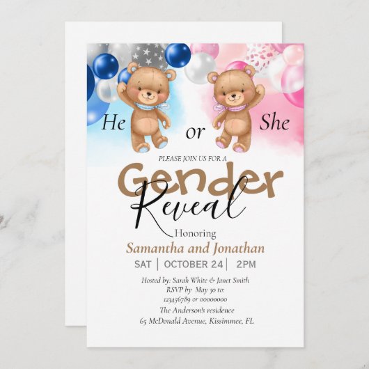 Gender onthullen uitnodiging (Voorkant / Achterkant)