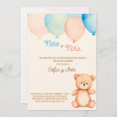 Gender onthullen uitnodiging in het Spaans (Voorkant / Achterkant)