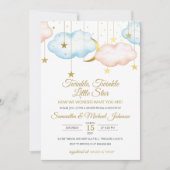 Gender onthullen uitnodiging, maan en sterren kaart (Voorkant)