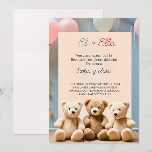 Gender onthullen uitnodiging met Spaanse charme (Voorkant / Achterkant)