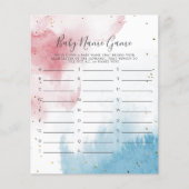 Gender onthullen Waterverf Baby Naam Shower Game (Voorkant)