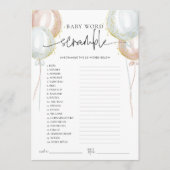 Gender onthullen Word Scramble Baby shower spel Ka Advieskaart (Voorkant)