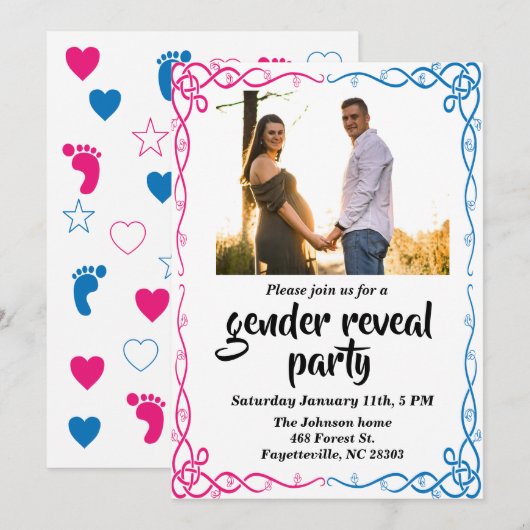 Gender onthullend partijfoto Uitnodiging (Voorkant / Achterkant)