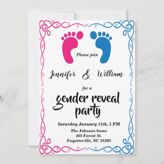 Gender onthullend partijfoto Uitnodiging (Voorkant)