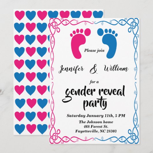 Gender onthullend partijfoto Uitnodiging (Voorkant / Achterkant)