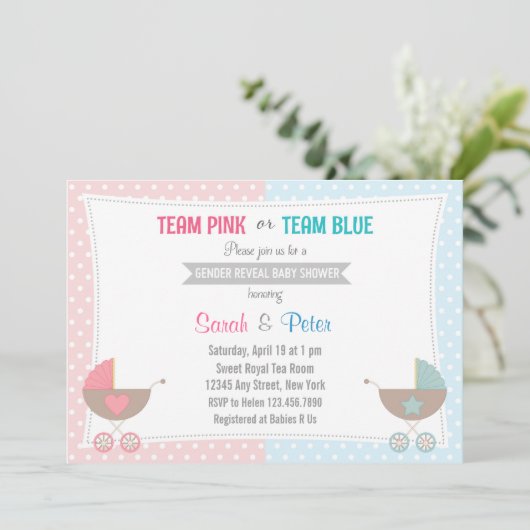 Gender onthulling Baby shower Uitnodiging (Staand voorkant)