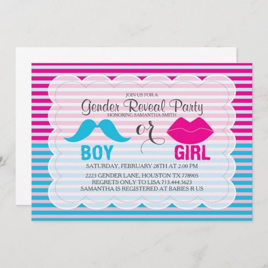 Gender onthulling Baby shower Uitnodiging (Voorkant / Achterkant)