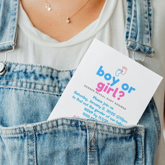 Gender onthulling Baby shower Uitnodiging